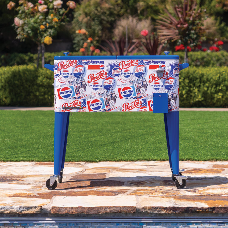 Pepsi 80 Quart Classic Outdoor Patio Cooler on Wheels Heritage Limited Edition